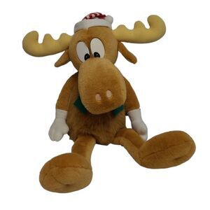 VINTAGE 90s Rocky & Bullwinkle large stuffed animal plush holiday Christmas‎